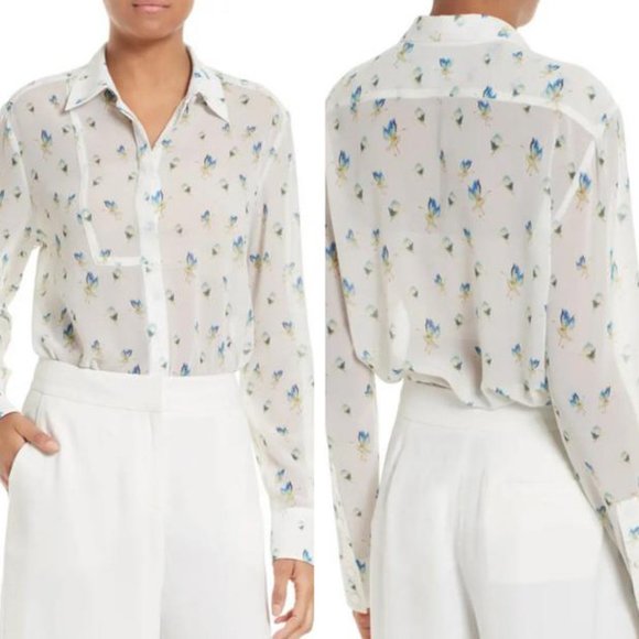 JASON WU GREY Crane-Print Button-Front Blouse, White multi, 2 - Picture 2 of 13